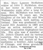 McMahon, Mrs. Mary (Lannon)